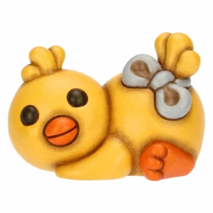 Pulcino Polly con fiocco in ceramica, piccolo