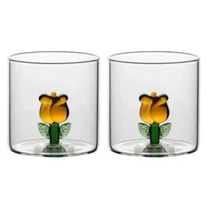 Set 2 bicchieri in vetro tulipano