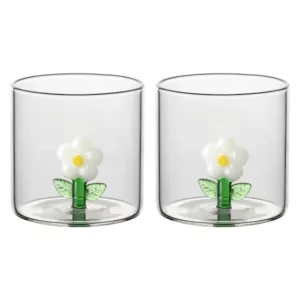 Set 2 bicchieri in vetro margherita