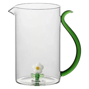Caraffa in vetro con margherita