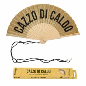 Ventaglio "Cazzo di caldo" con glitter