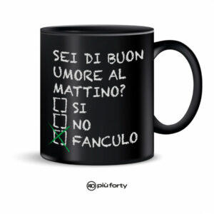Mug in ceramica nera opaca 325 ml con manico – stampa “Umore